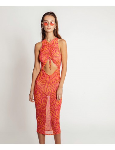 BE A BEE Christy Dress Fuchsia Orange Print