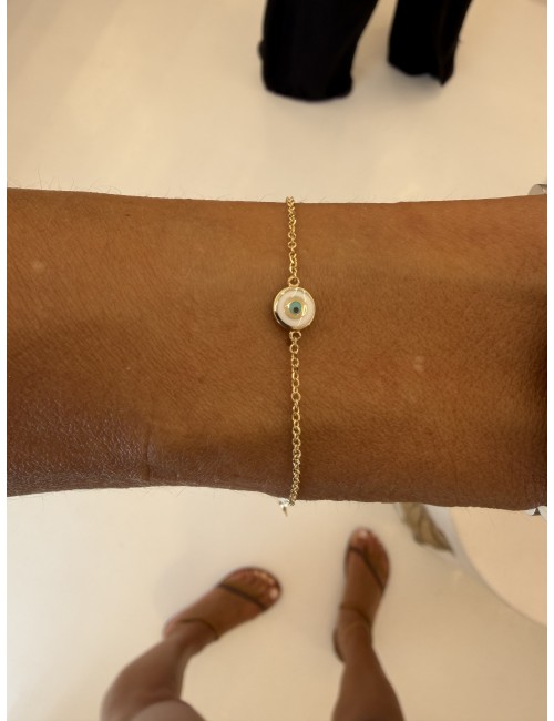 Evil eye solid gold reversible