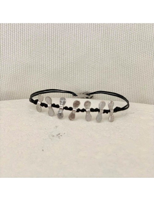 Handmade silver bracelet with cords