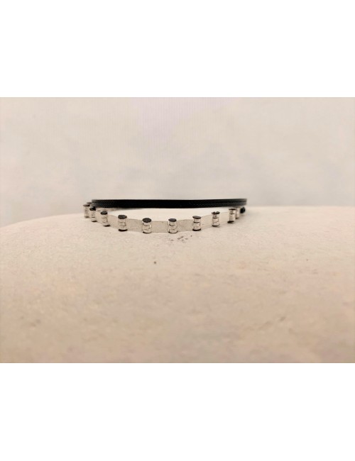 Handmade silver bracelet with cords